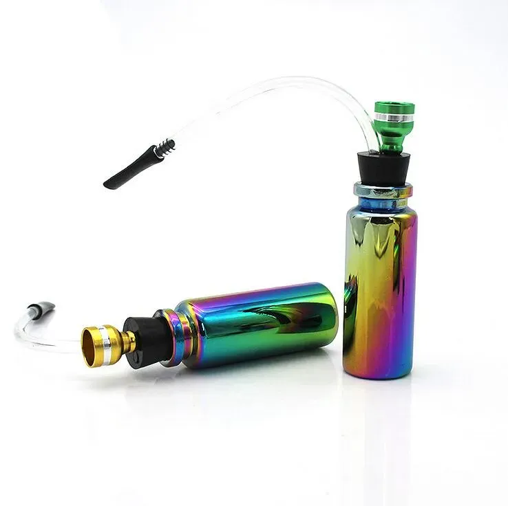 ice blue Color Glass Bottle PIPE Hookahs Water Bong Smoking Jamaica Pipe With Hose Tobacco Cigarette Herbal Pipes Tools Accessories