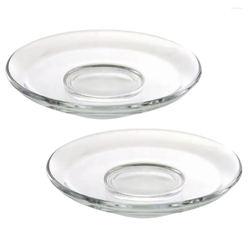 Tasses soucoupes 2 pièces coussin de tasse stockage de collation plats Table à manger décor sous-verres en verre transparent tapis de tasse à thé
