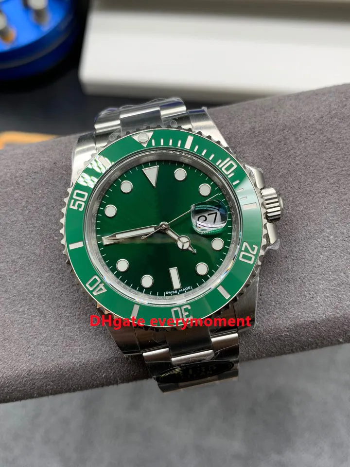 Relógios masculinos de fábrica limpa 116610 mostrador preto verde 40mm 904L cal.3135 movimento safira cerâmica relógio de aço inoxidável natação esportes relógios de pulso-A1