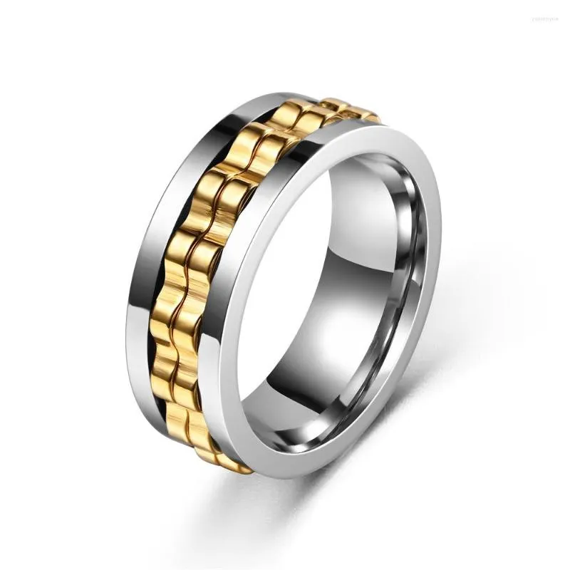 Bagues de cluster en acier inoxydable couple anneau engrenage tournant fête de mariage bijoux cadeau chaîne spinner réduction anti-anxiété
