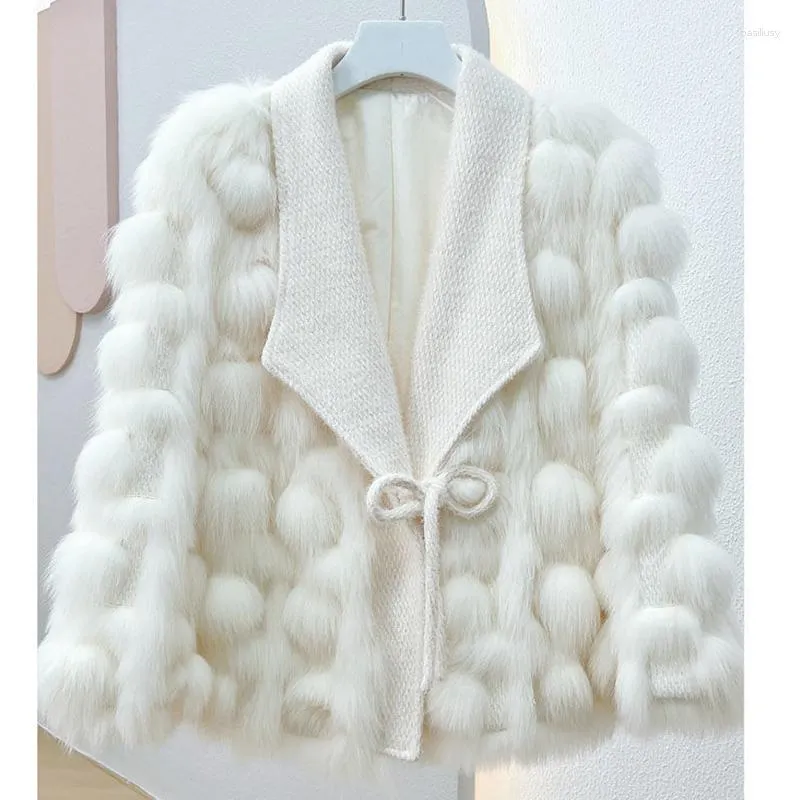 Cappotto in pelliccia sintetica da donna donna 2023 autunno inverno cardigan lavorato a maglia tuta sportiva spessa calda moda bianca soffice giacca elegante signora