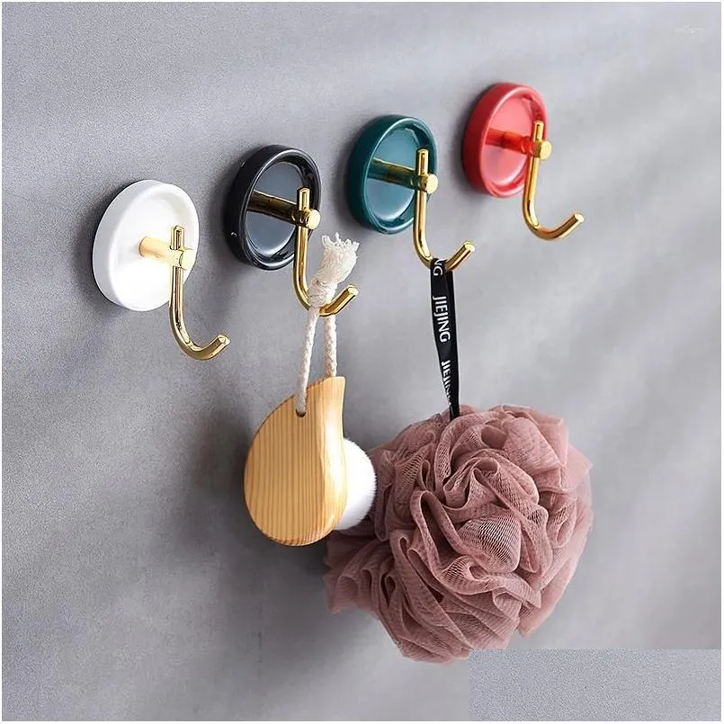 Hooks Rails Ins Ceramic Wall Decor Hook Punching- Door Key Cloth Tow Hanger Hanger Robe Holder Rust-Profow Organizer Rack Drop Delive Dhoy8