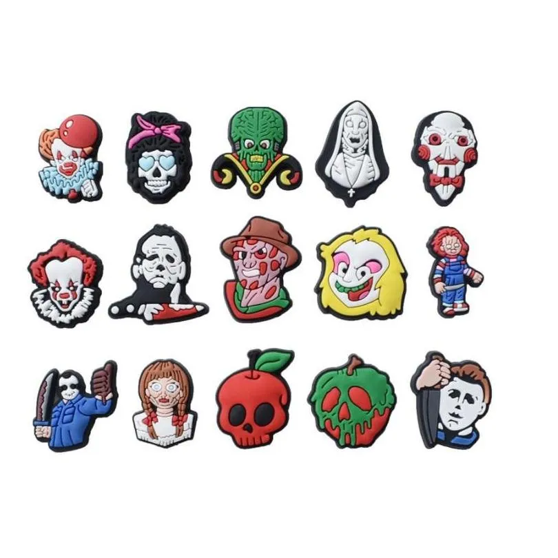 靴部品のアクセサリーハロウィーン漫画PVCチャームチャームシューズバックルボーイガールズフィットブレスレット詰まり