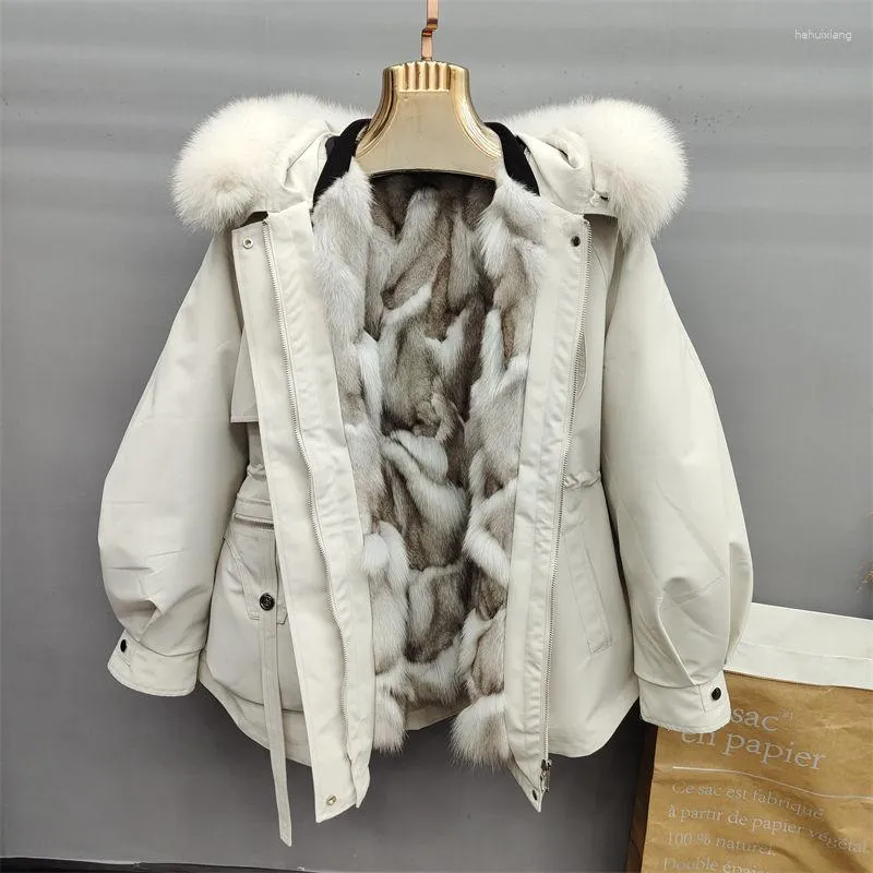 여자 모피 2023 여성 라이너 분리 가능한 파카 겨울 여성 두껍게 따뜻한 후드 재킷 느슨한 대형 패션 아웃 코트