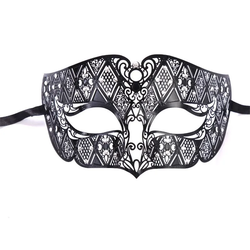 Metal Rhinestone Black Party Masks Venetian Masquerade Mask Costume Ball Event Wedding Party Mask Wedding Supplies