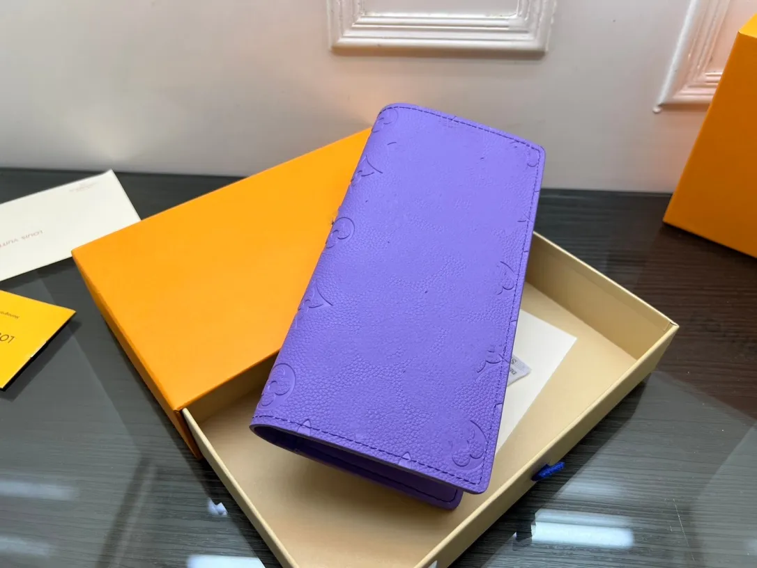 Luxury Bags Women Purple Wallets Unisex Embossed Letter Multiple Wallets Orange Card Holders Designer Brand Men Multi Card Long Wallet Suit Clip Zipper Purses