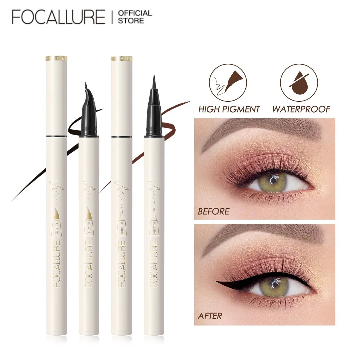 Eye ShadowLiner Combinação FOCALLURE Delineador Líquido Preto Make Up Super Impermeável Forro de Longa Duração Fácil de Usar Olhos Maquiagem Ferramentas Cosméticas 230911