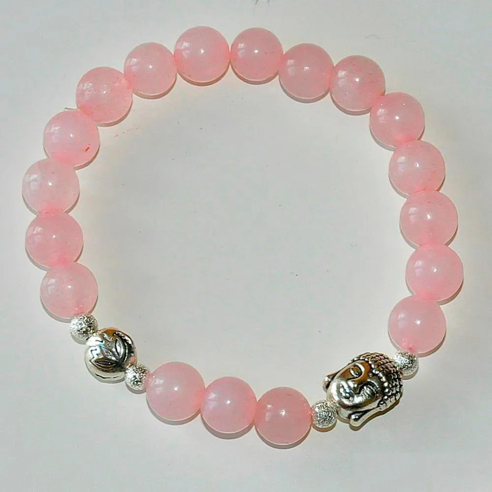 Beaded Sn0225 Women Rose Quartz Crystal Natural Buddha Lotus Healing Power Energy Bracelet Chakra Prayer Bead Drop Delivery Dhgarden Dhqmg