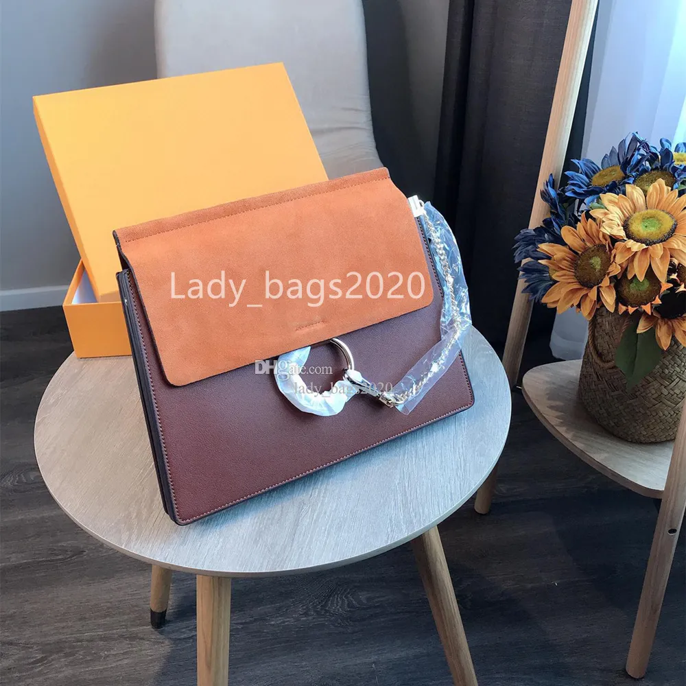 Nowy klasyczny Ladys zamszowy łańcuch torebki krążenie pierścienia torby na ramię kobiety luksusowy designerski łańcuch łańcucha crossbody torebki torebki posłańca