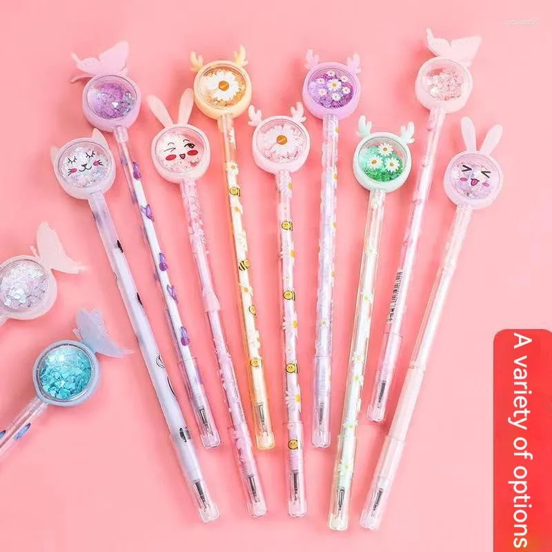 50/100pcs Cartoon Gel Pen Wholesale Kawaii Student Stationery Black 0.38 Writing Signature School Children Exam Gift