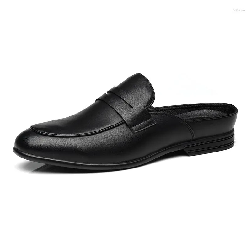 Kleid Schuhe Atmungsaktive Maultiere Für Mann Outdoor Leichte Halbe 2023 Mode Männer Faulenzer Echtes Leder Hausschuhe Loafer Rutschen