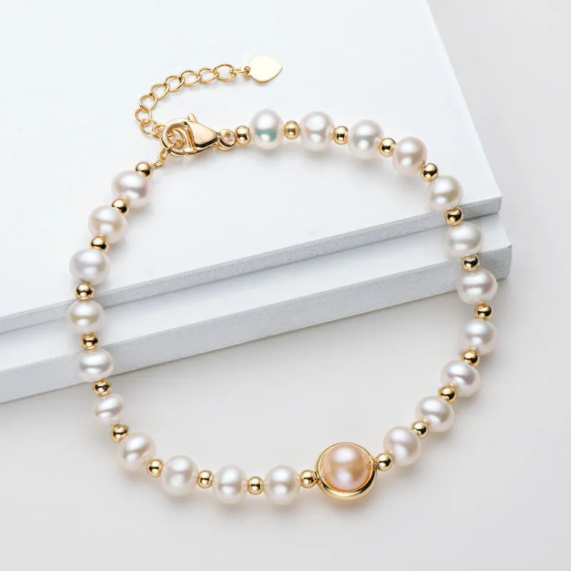 2023 Light Luxury Senior Sense 14k Gold Pearl Armband Women's Natural Freshwater Pearl Smycken för kvinnliga hiphopsmycken gåvor