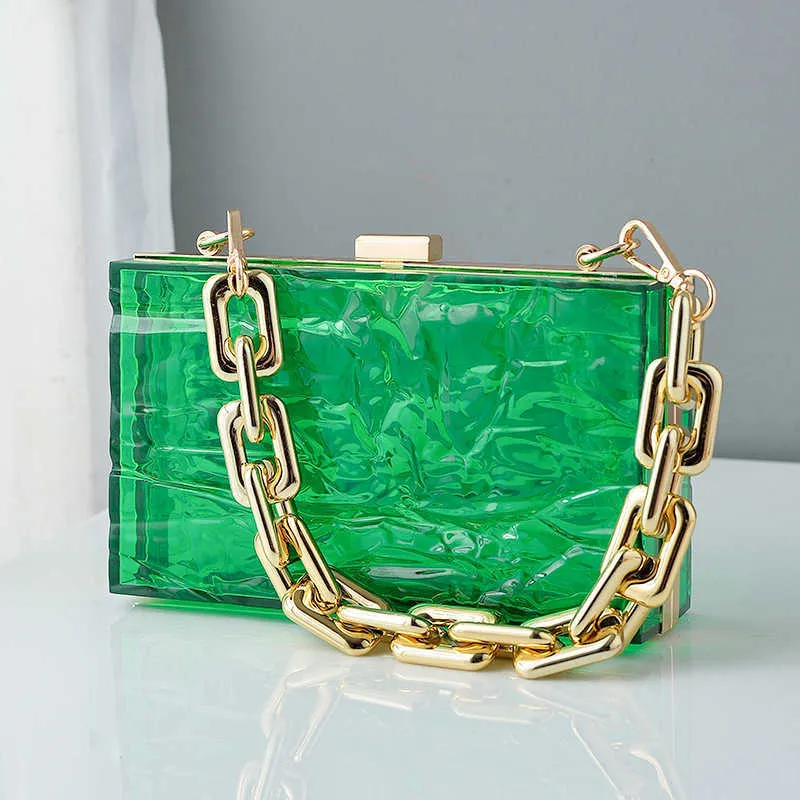 Avondtassen Groene Transparante Tas Acryl Clutch Jell Feesttassen voor Dames 2022 Avondkoppeling Luxe Designer Handtassen Crossbody Portemonnee