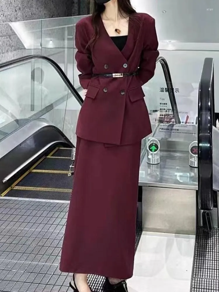 Vestido De Dos Piezas Moda Coreana Elegante Mujer Blazer Faldas