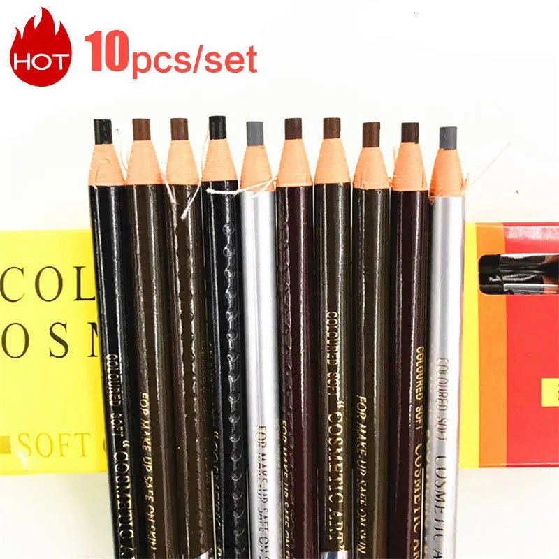 Postatori del sopracciglio 10pcsset Cosmetici a matita disponibile per tinta per trucco Microblading impermeabile Microblading Brown Eye Brew Natural Beauty Beauty Free Ship 230911