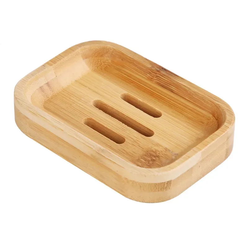 Natural Wood Bamboo Soap Dish Holder Shower Soap Holders Tray Container for Bathroom Kitchen Sponges Accessories Storage Box