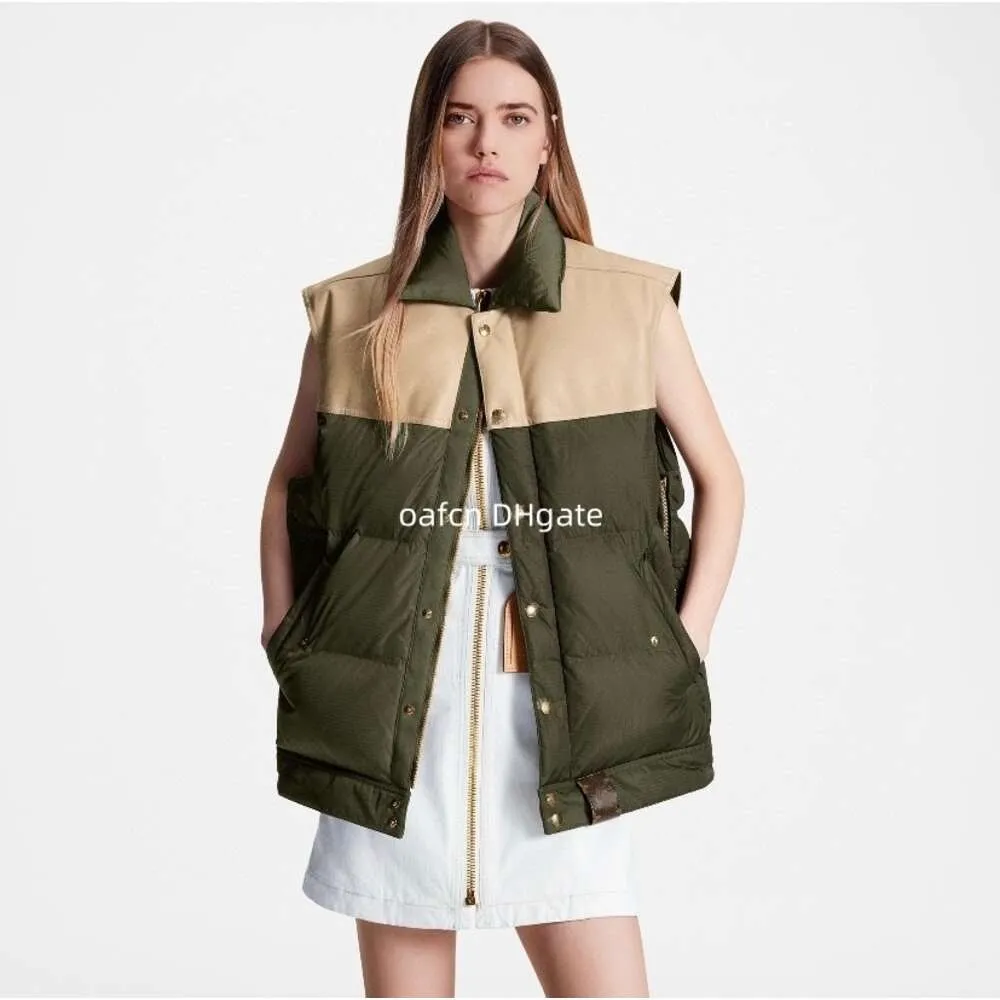 Designer-Damen-Tanktop, Daunenmantel, modisch, kurz, schlicht, Tank-Top, schmale Passform, Oberteil mit Reißverschluss, winddichte Tasche, Übergröße, Damen-Daunenweste, Mantel M-3XL