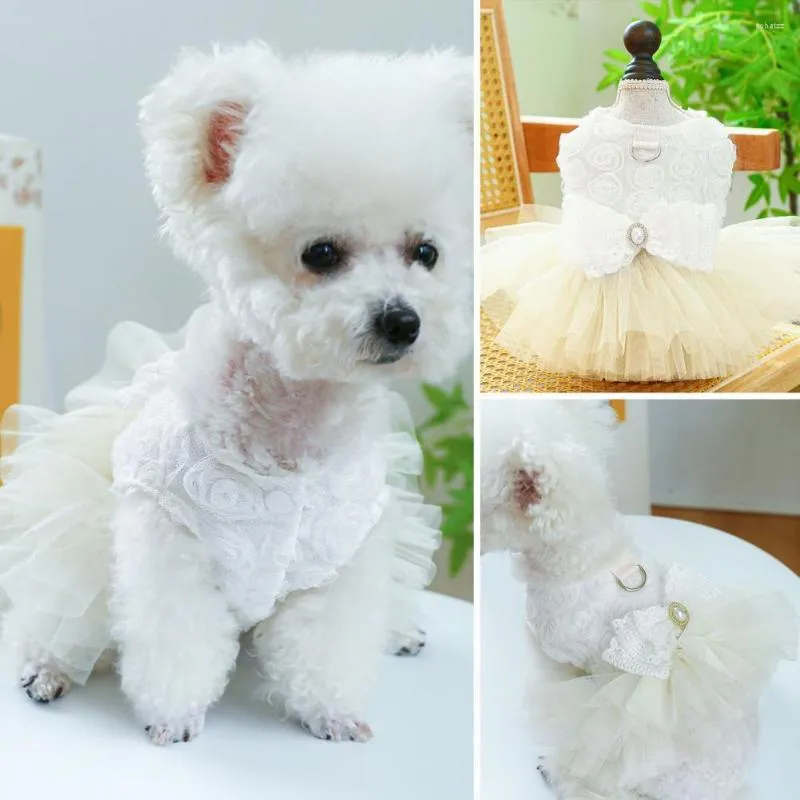 Abbigliamento per cani Abito per animali domestici Facile da indossare Tulle fantasia Affascinanti gatti cani Maglia principessa con fornitura di anelli di trazione