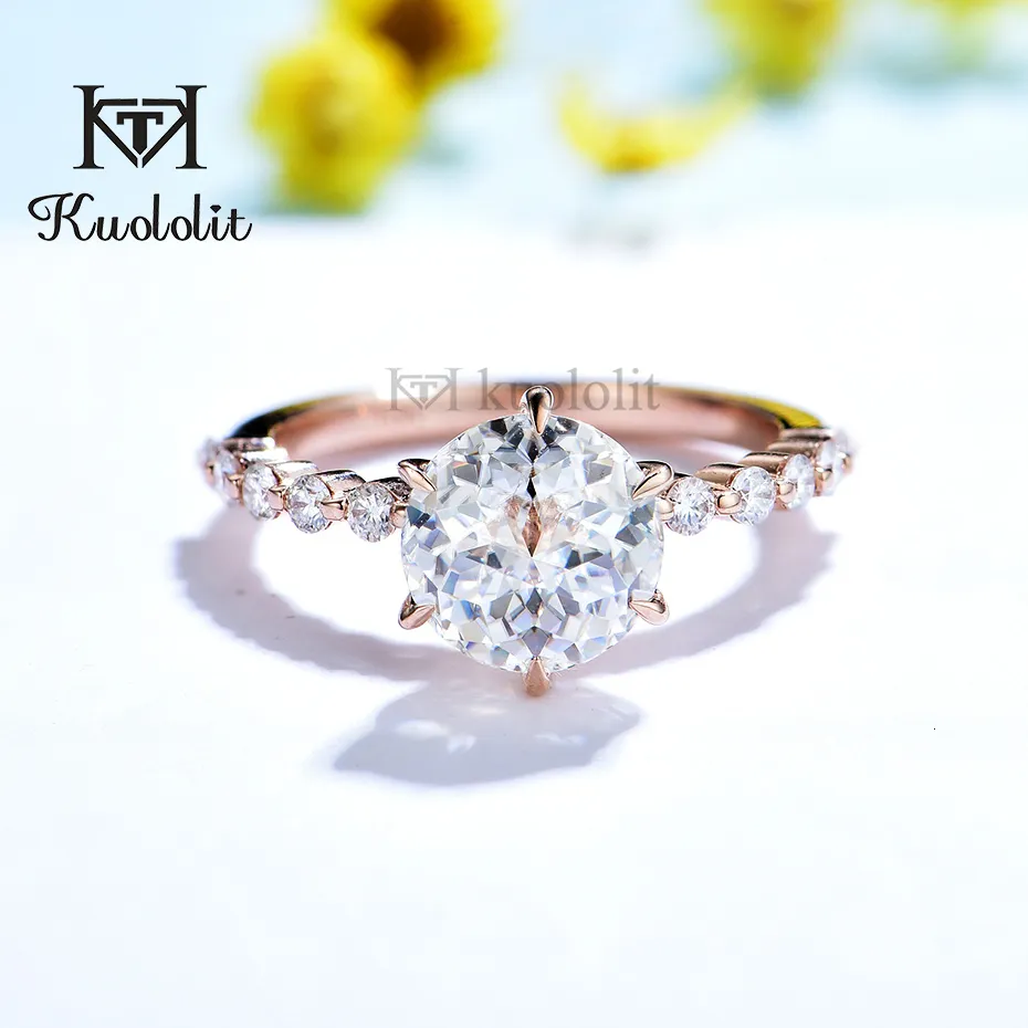 Anneaux de mariage Kuoit 2CT Jubilee Cut 14K 585 Or Rose pour Femmes D VVS Ronde Bulle Bague De Luxe Fiançailles 230909