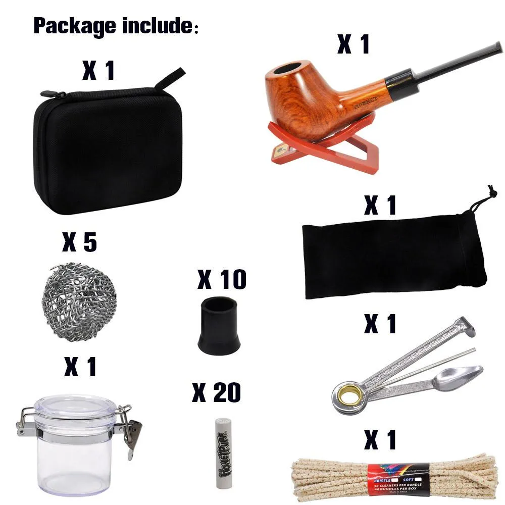 magasin de fumée Sac de tabac Pipe à tabac en bois Pipes à fumer Outils de nettoyage Filtres à tuyaux en carbone Pot de cachette en verre Herb shisha vape pen kit de fumée