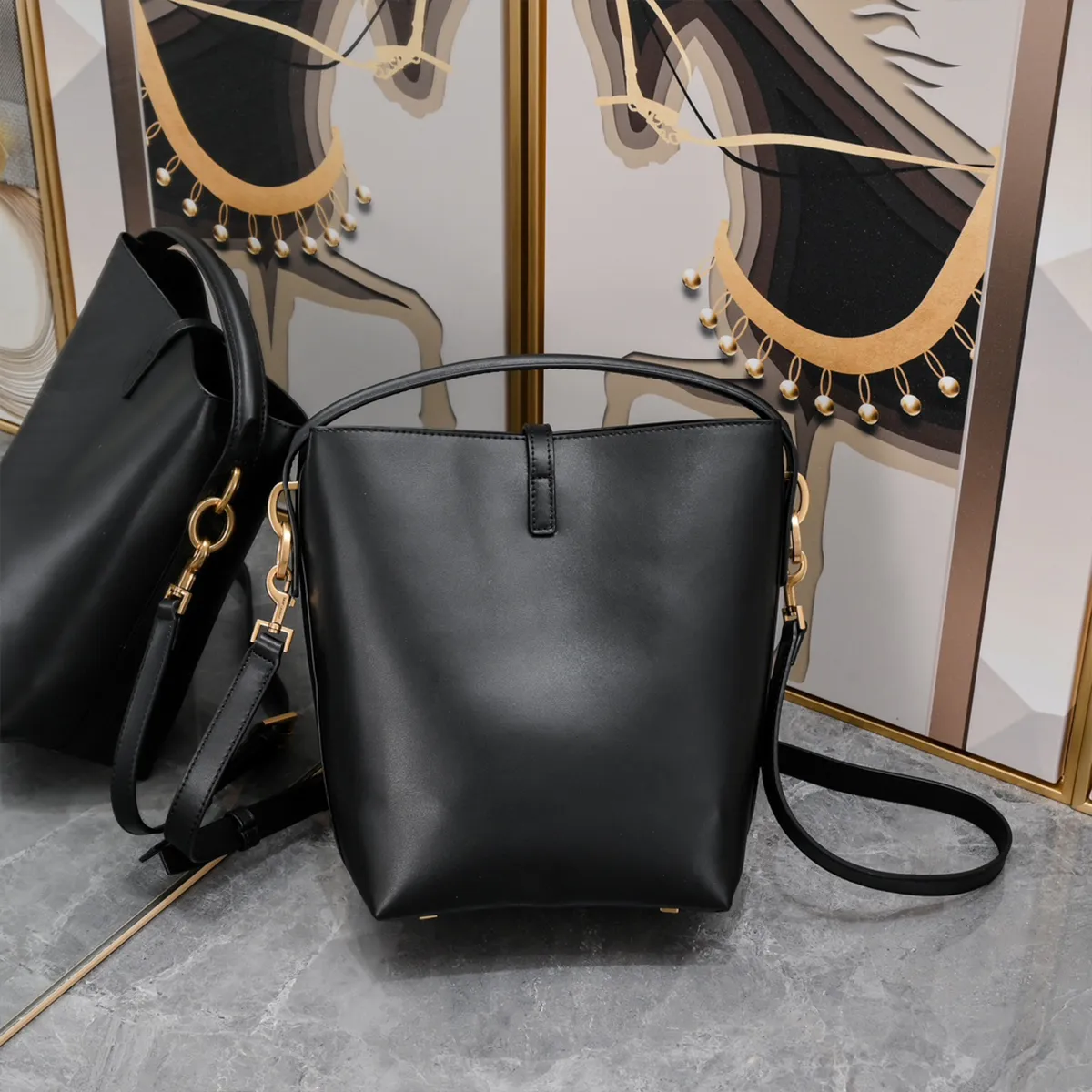 7A Veau Monogramme Le 37 Sac Seau Sac Designer Sac à bandoulière en cuir brillant Femmes Crossbody Fourre-tout 2-en-1 Mini sac à main de haute qualité Luxurys Sacs à main Designers Pures