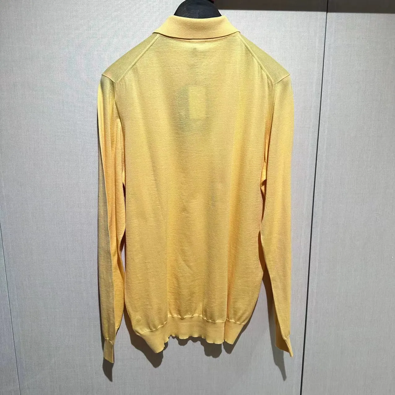 Herenpolo's Lente kiton gele katoenen shirts met lange mouwen