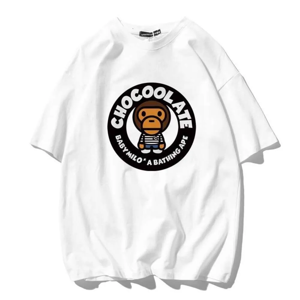 2023 Ny Summer Cotton Athleisure Fashion Monkey Print Loose and Versatile Men's Short Sleeve Ins Brand T-shirt för par