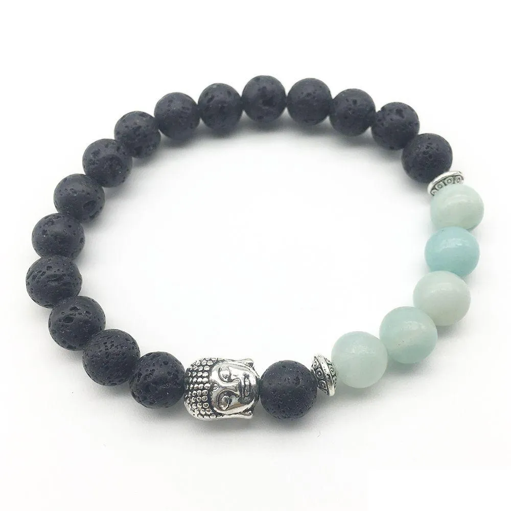 Perlé Sn1286 Mode Femmes Bouddha Bracelet Nouveau Design Amazonite Lava Pierre Bijoux Nce Chakra Drop Livraison Bracelets Dhgarden Dhxbz