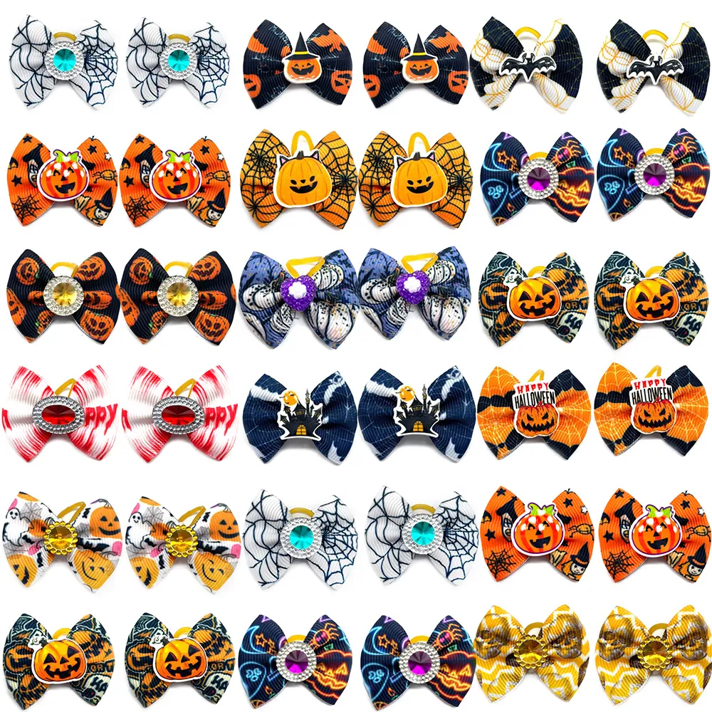 Dog Apparel 102030pcs Halloween Pet Hair Accessories Small Grooming Products Supplies Bows Elastic Bands for Dogs 230911