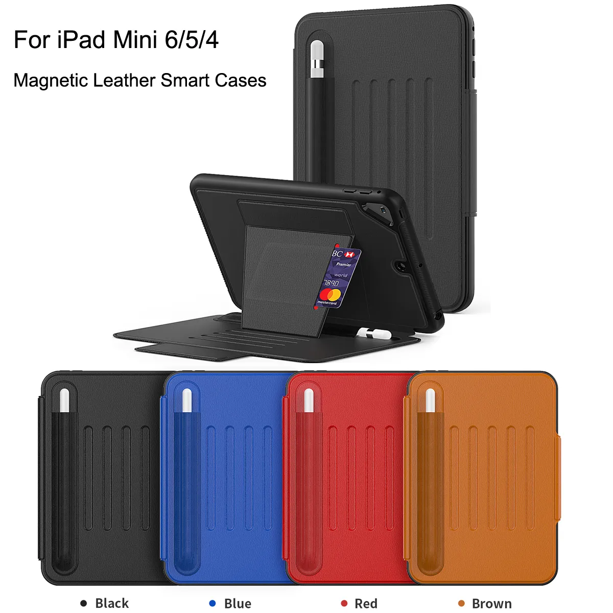 Para Apple iPad Mini 4 5 6 6th 8,3 pulgadas Fundas inteligentes magnéticas Funda de cuero plegable con tapa delgada y ligera con soporte para tableta para niños Carcasa protectora de cuerpo completo a prueba de golpes