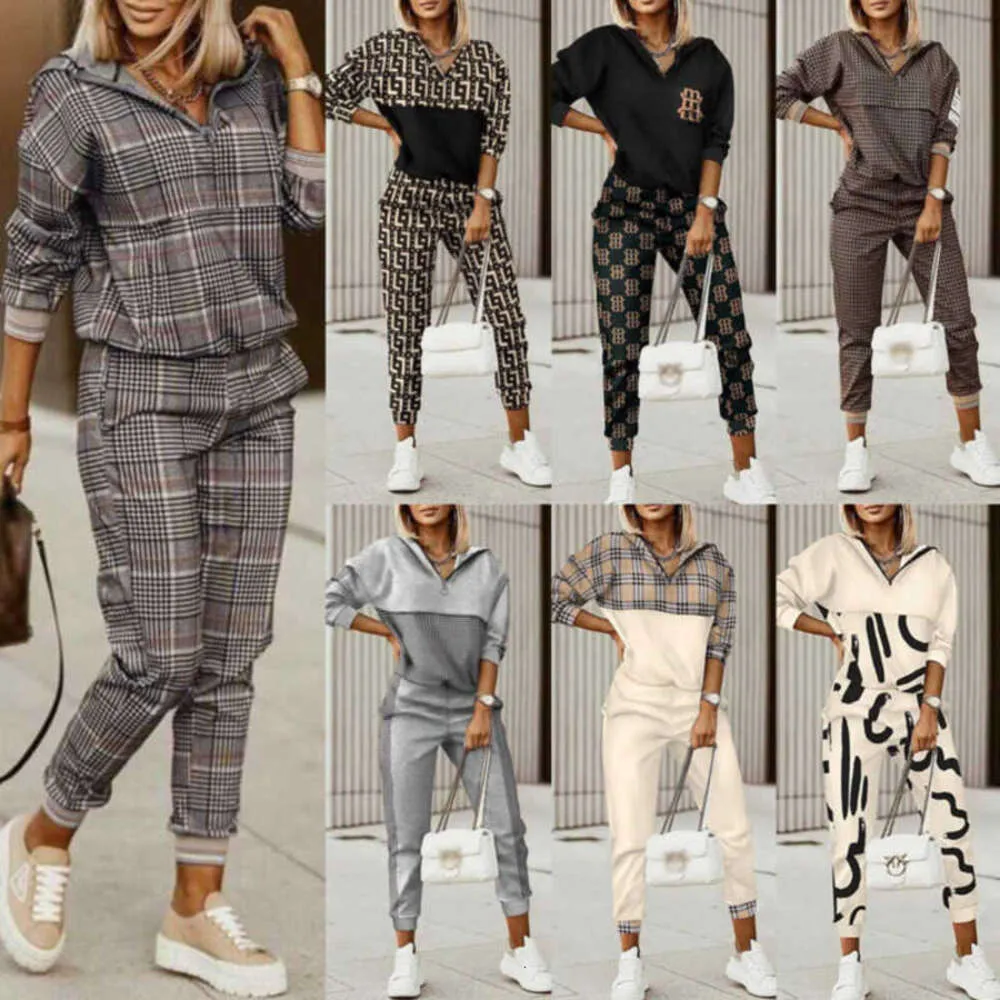 Casual Femmes Designer Vêtements Survêtements Imprimés Deux Pièces Ensemble À Manches Longues Et Pantalons Tenues