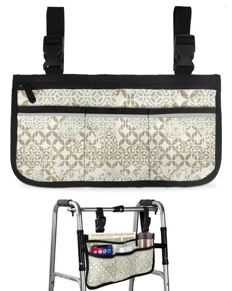 Storage Bags Rustic Marble Texture Wheelchair Bag With Pockets Armrest Side Electric Scooter Walking Frame Pouch