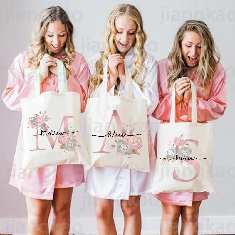 Shopping Bags Personalized Bridesmaid Tote Bags Maid of Honor Custom Name Handbag Bridal Bachelorette Party Gifts Bride Wedding Shoulder Bag 230909