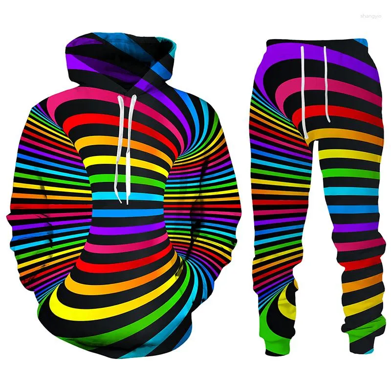 Männer Trainingsanzüge Persönlichkeit Vertigo Hypnose 3D Druck Mann Frau Hoodies Hosen 2 stücke Sets Paar Outfits Trend Streetwear Casual Trainingsanzug