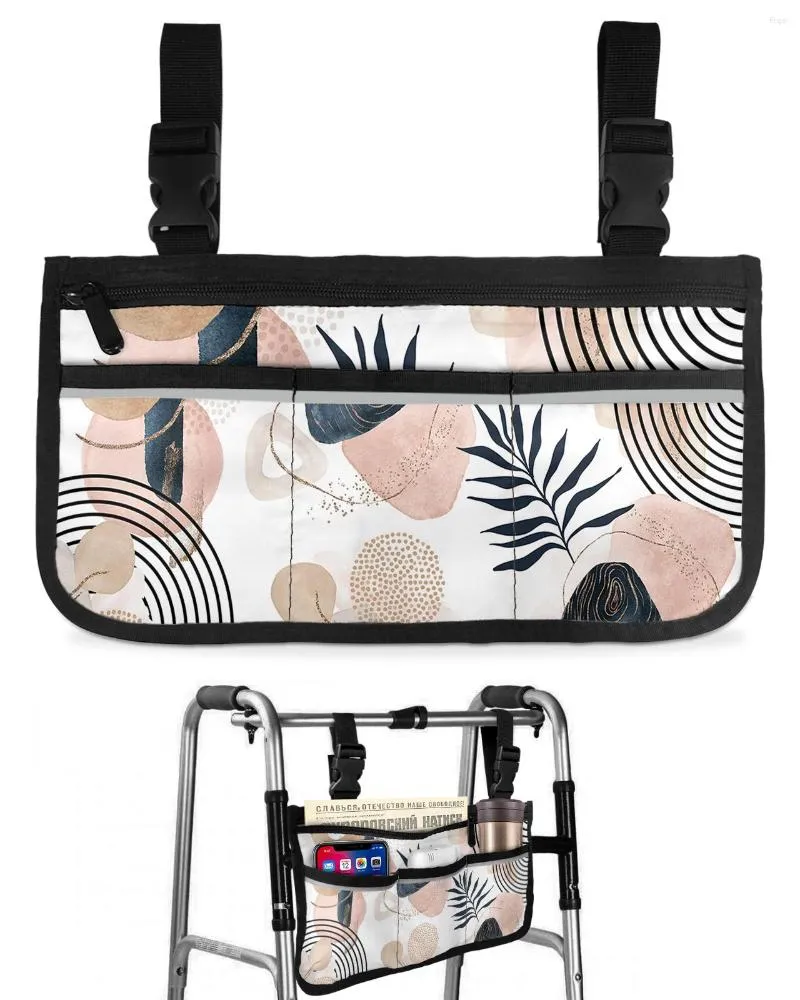 Sacos de armazenamento Moderno Boho Geométrico Abstrato Saco de Cadeira de Rodas com Bolsos Braço Lateral Scooter Elétrico Andando Quadro Bolsa