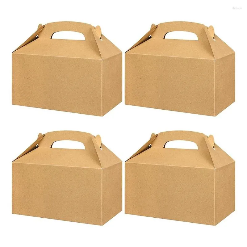 Gift Wrap 50 Pcs Party Treat Boxes White Candy Favors With Handle Paper Cookie Bags Gable Khaki