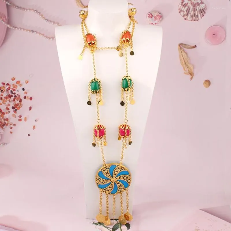Turkish Long Chain Necklace With Gold Plating Krishna Pendant Gold