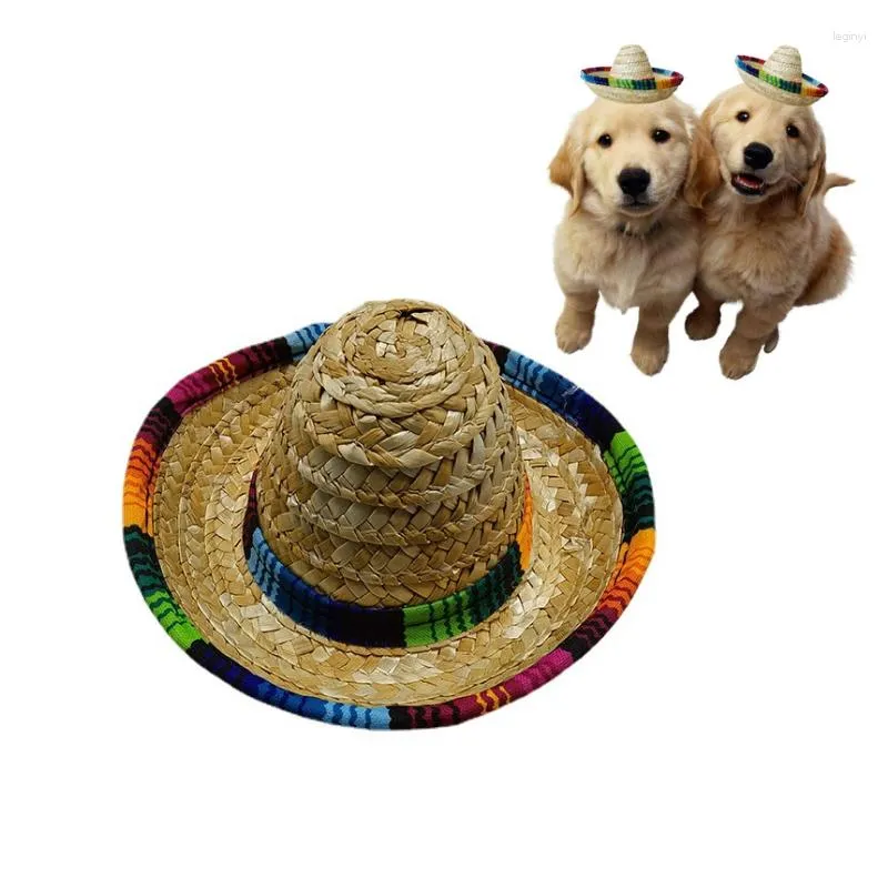 Vêtements pour chiens Mini chiens de compagnie chapeau de paille mexicain fête de plage Sombrero chat soleil Hawaii chapeaux colorés accessoires de costumes