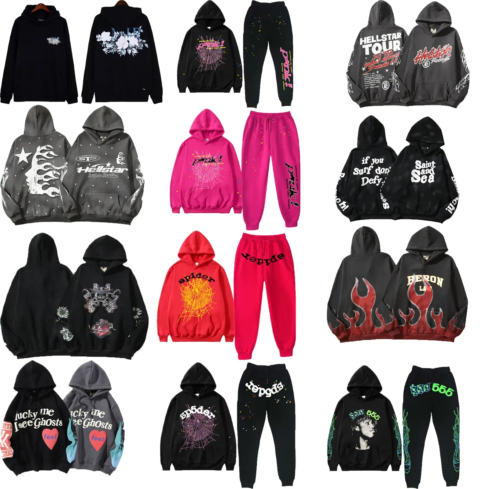 Hell Star Hoodie Fashion Hellstar Flame Printed and Womens Loose