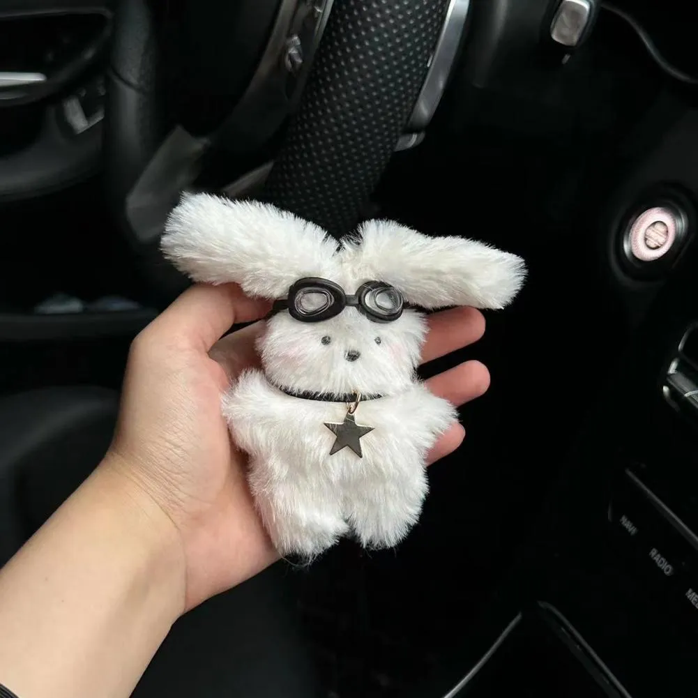 Plush Keychains Fashion Keychain Pendant Cozy Touch Keyring Charms White Bunny Mini Rabbit Doll Purse Accessories Ornament 230911