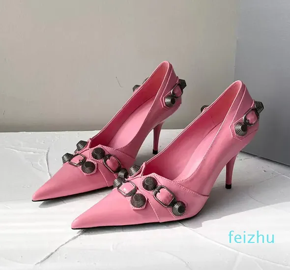 boucle de goujon embellie Slip-on bout pointu défilé de mode stiletto chaussures de soirée chaussures de créateurs de luxe pour femmes chaussures d'usine