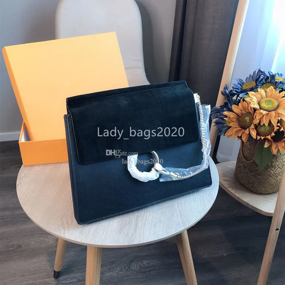 Novo clássico ladys camurça corrente bolsa círculo anel sacos de ombro feminino designer luxo aleta corrente saco crossbody senhora bolsas mensageiro bolsa