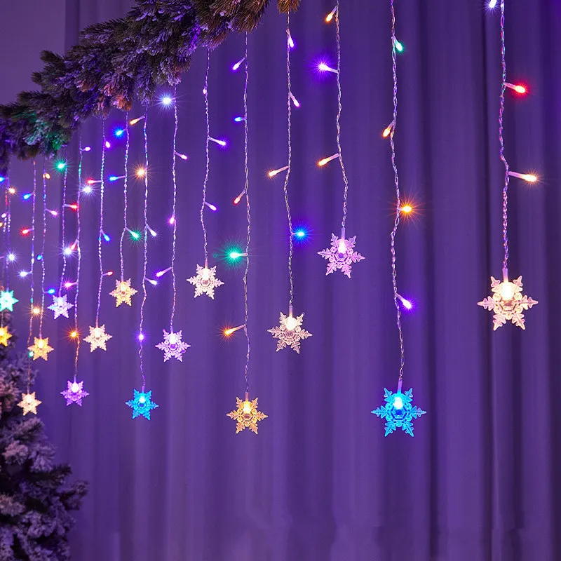 Kerstversiering Sneeuwvlok Kerstgordijn LED-lichtslingers Kerstdecoratie voor thuis Kerstversieringen Kerst Navidad Cadeau Jaar 2024 230911