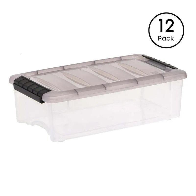 Objets décoratifs Figurines 5 Quart Stack Pull Boîte de rangement en plastique transparent avec boucles Gris Ensemble de 12 Boîte à musique pour piano Boîte à musique personnalisée 230911