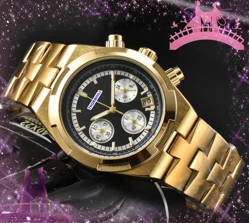 ساعة توقيت وظيفية كاملة مشاهدة غرامة الفولاذ المقاوم للصدأ حزام اليابانية الكوارتز clock super سوار تصميم العلبة الرجال الجملة الهدايا الذكور wristwatch