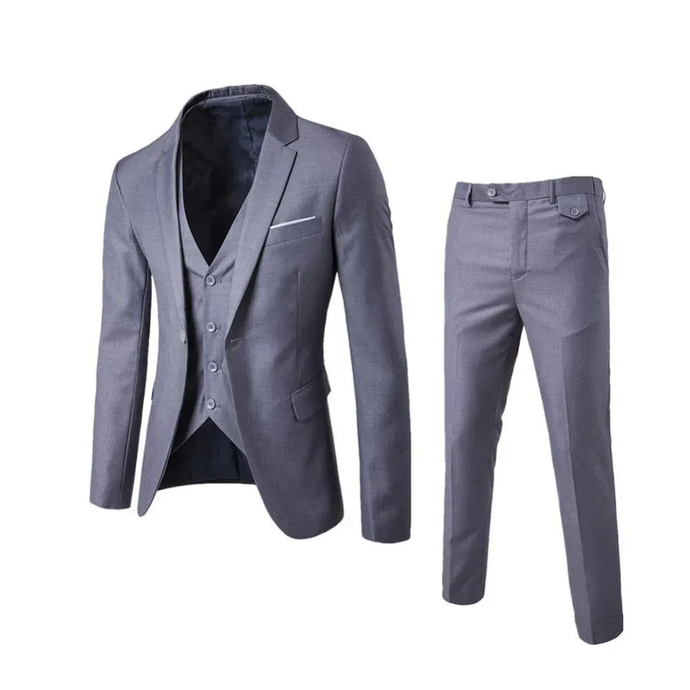 Costumes Slim pour hommes, vêtements d'affaires décontractés, costume trois pièces pour homme d'honneur, blazer, veste, pantalon, gilet, ensembles