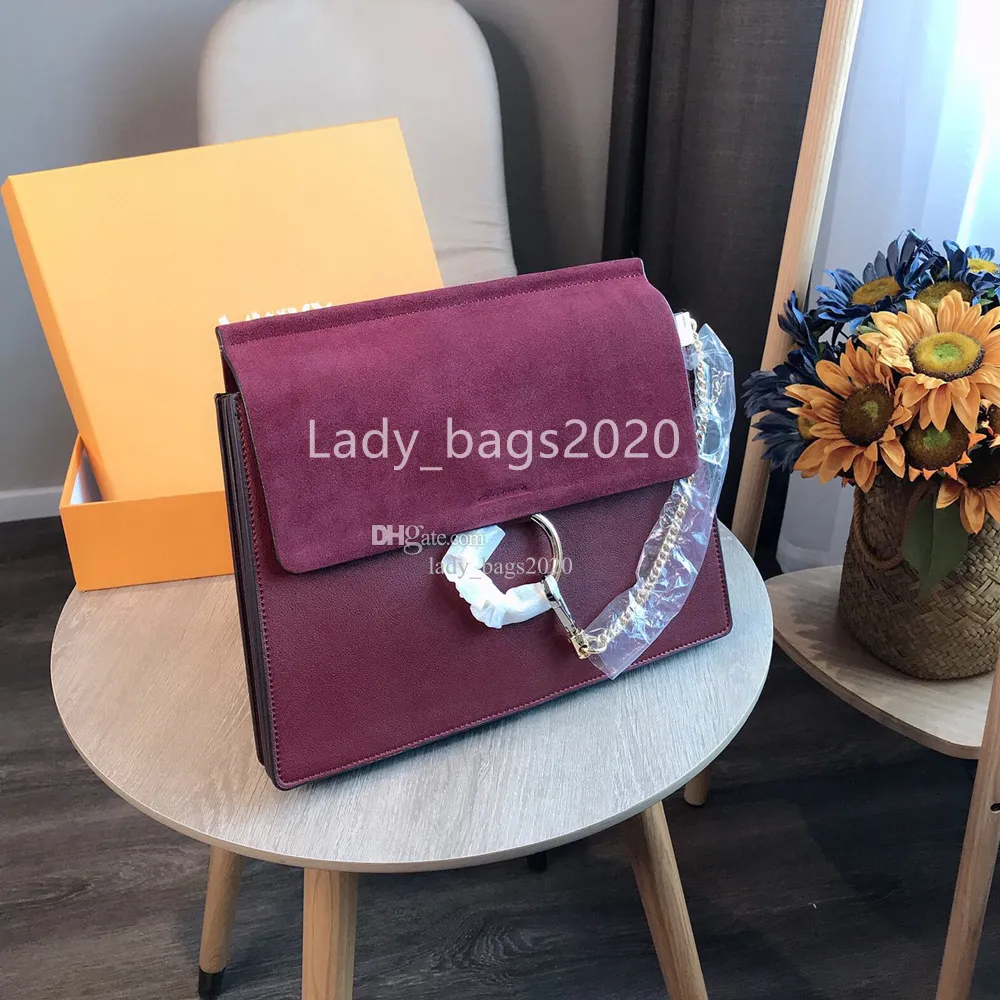 Novo clássico ladys camurça corrente bolsa círculo anel sacos de ombro feminino designer luxo aleta corrente saco crossbody senhora bolsas mensageiro bolsa