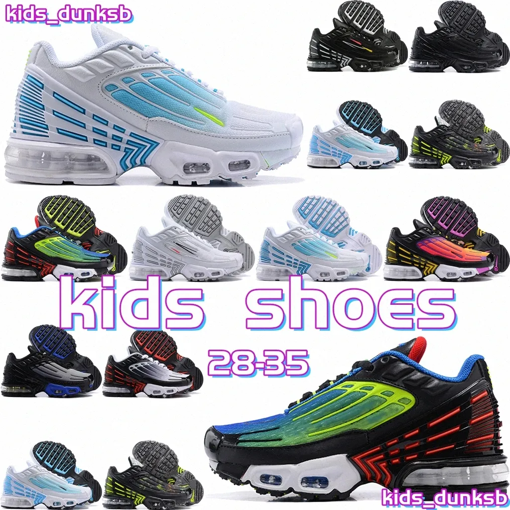 أحذية الأطفال TN شباب شباب منخفض أحذية رياضية enfants الأطفال الصغار الأطفال ثلاثة أضعاف أسود أبيض 3 مصمم براندوبا#