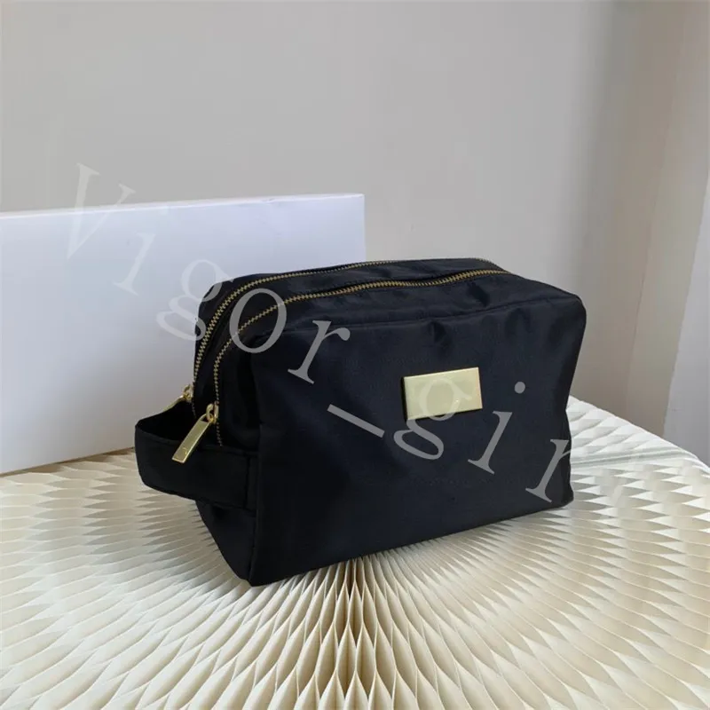 Brand Cosmetic Bags For Girl Paris Black Waterproof Double Zipper Bags Big Capacity High Quality Handbags With Box Nylon Bag Makeup Purse