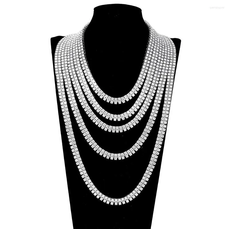 Chains Iced Out Paved Rhinestones Baguette Cuban Chain Hip Hop Rapper Necklaces Bracelets CZ Bling Tennis For Women Jewelry